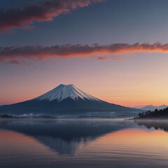 mount fuji at sunset