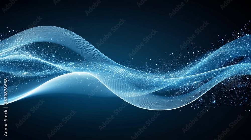 Poster serene ambient illumination captivating gradient light curves with soft scattered particles.