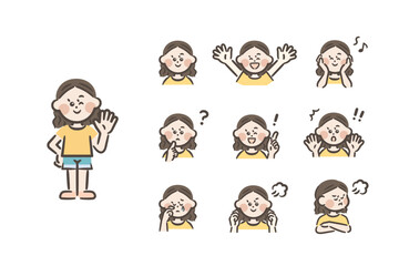 Vector illustrations of children's facial expressions