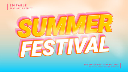 Summer festival 3d editable text effect summertime template