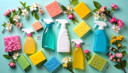 Spring Cleaning Supplies Flatlay.