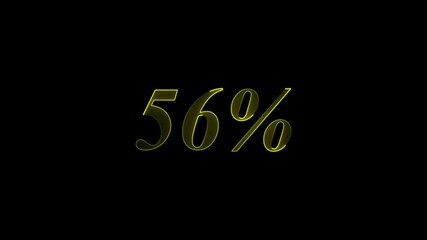 Glowing neon number discount big offer sale business animation. Discounts sixty-six 56% off percent stickers animation , Futuristic discount of Sale Up to 56 Percent