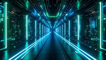 Futuristic Neon Corridor.