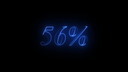 Glowing neon number discount big offer sale business animation. Discounts sixty-six 56% off percent stickers animation , Futuristic discount of Sale Up to 56 Percent