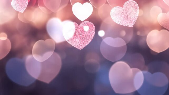Blue bokeh heart sparkling on a dark background. Selective focus. Holiday.