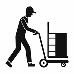 silhouette of a woman pushing a cart