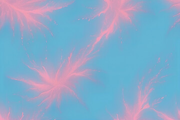 Obraz premium Pastel pink fluid art floral shapes on a bright blue background for design concepts