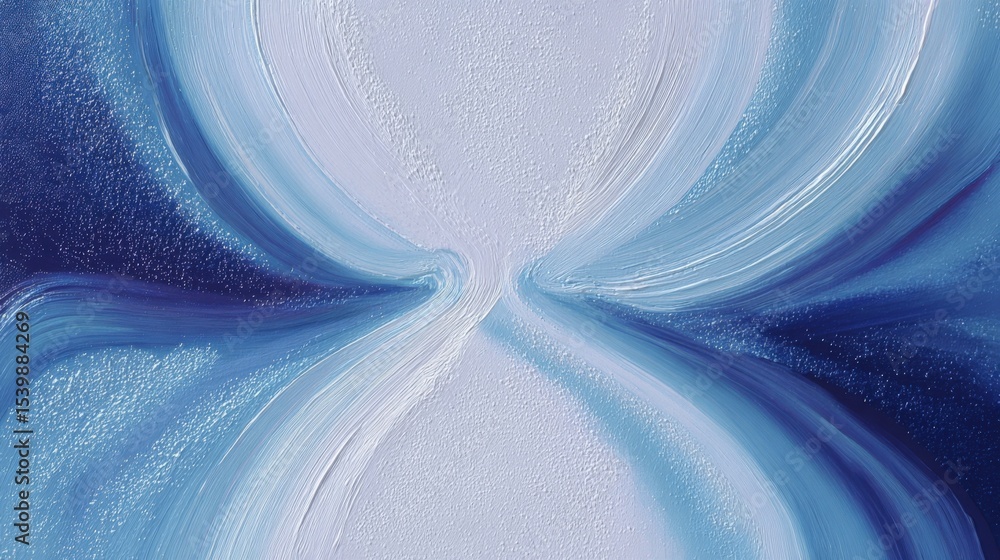 Poster Abstract flowing blue and white swirls with smooth textures and dynamic patterns