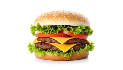 Juicy Double Cheeseburger Closeup.