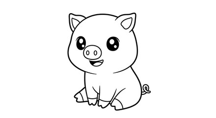 Adorable Piglet Outline Printable Coloring Page for Kids and Relaxation