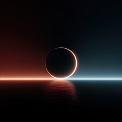 Obraz premium Stunning solar eclipse with glowing horizon and minimalistic futuristic style