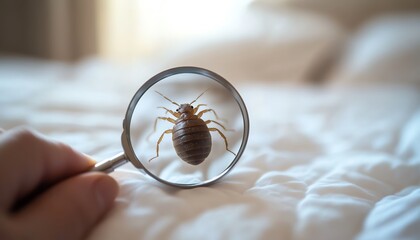 Closer look at bed bug on bedding.