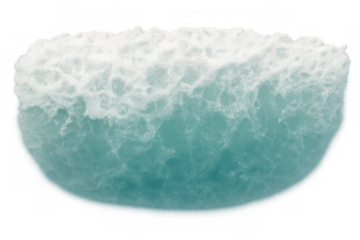 Perfect sphere of turquoise water with foam on top, isolated on transparent background, ideal for compositions