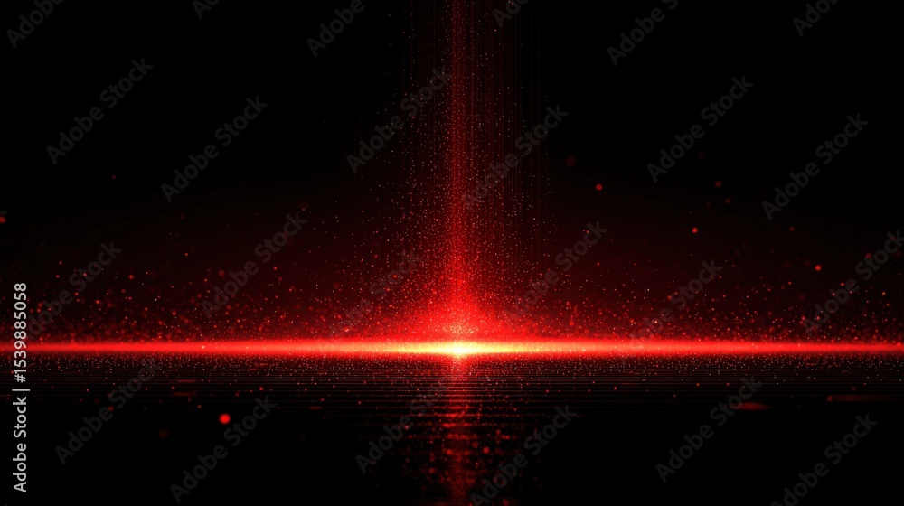 Poster abstract futuristic digital glowing light explosion with bright red flare and particles