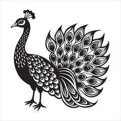 Fototapeta premium peacock silhouette vector illustration logo sticker