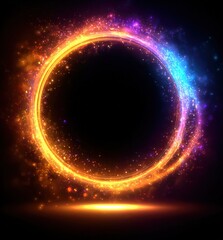 Fototapeta premium Vibrant glowing cosmic with colorful light particles and nebula effects