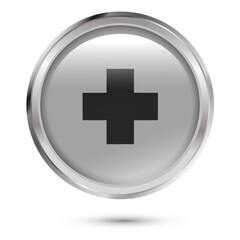 Obraz premium Gray glass button plus. Vector icon for app. EPS 10