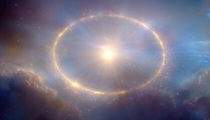 Obraz premium Mesmerizing cosmic scene with luminous surrounding bright star in deep space