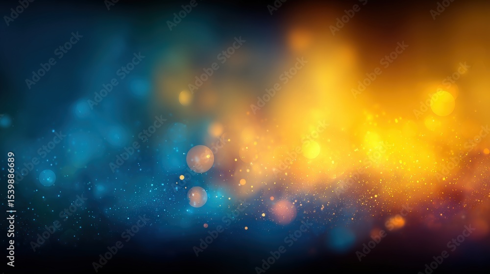 Poster abstract vibrant bokeh lights with colorful glowing particles and soft focus background