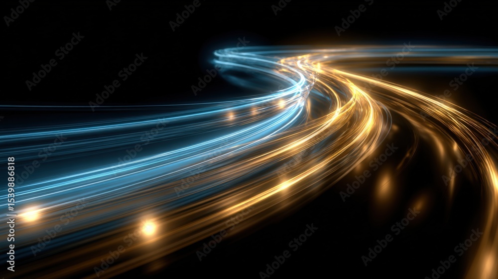 Aufkleber futuristic light trails on dark background with motion blur and long exposure effect