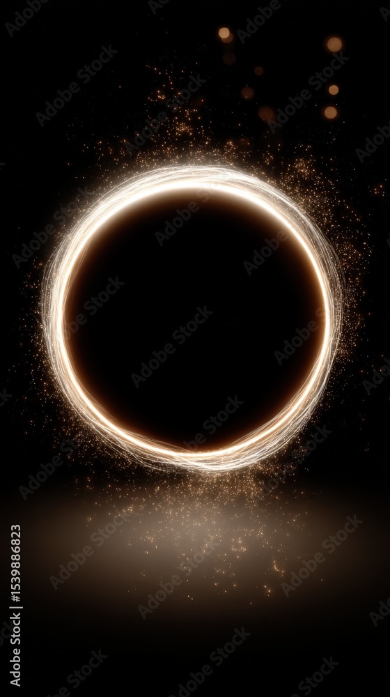 Poster Bright glowing circular with sparks and particles creating a cosmic effect