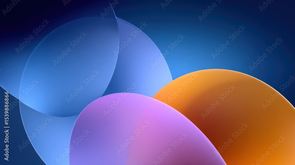 Poster Abstract colorful geometric shapes with smooth curves and vibrant gradient backgrounds