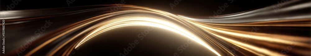 Poster Dynamic abstract background with flowing golden light trails and motion blur