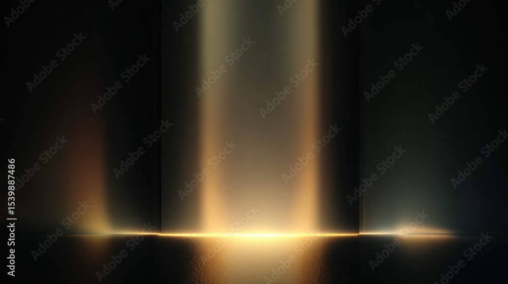 Poster Abstract luminous vertical light beams illuminating a dark background with glow