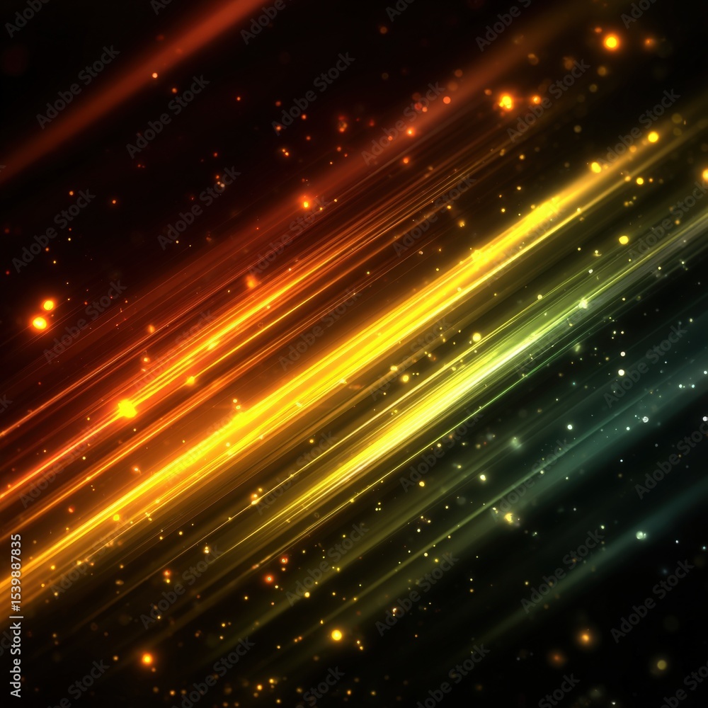 Fototapete dynamic colorful light streaks and particles flowing in motion on a dark background