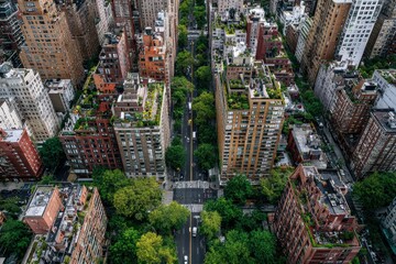 Urban city buildings aerial drone shot