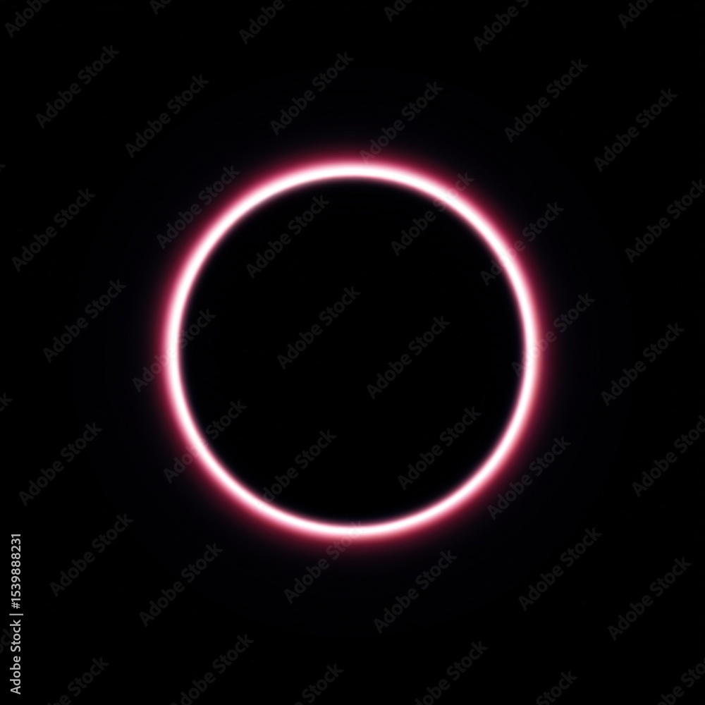 Poster vibrant pink glowing neon circle on dark background with glowing effect and simplicity