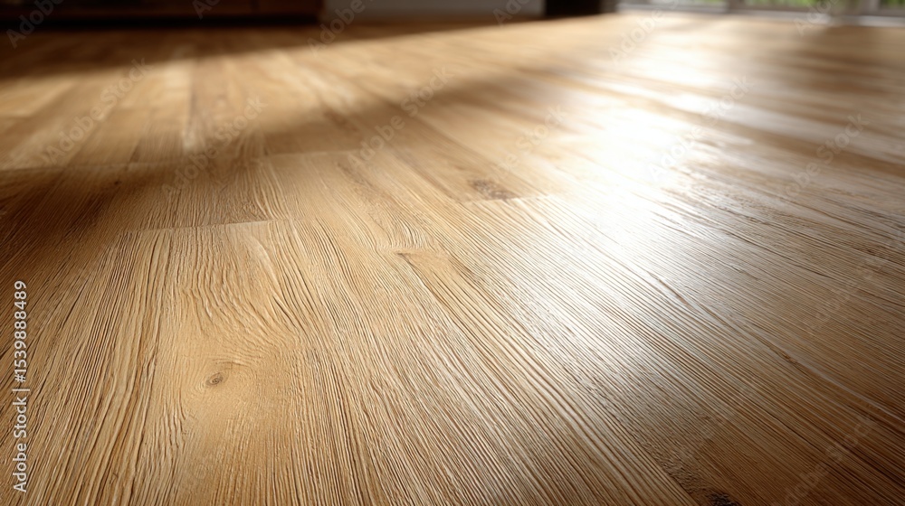 Poster close-up view of a smooth polished wooden floor with natural grain and texture