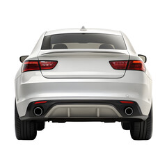 Naklejka premium Car Back View Isolated on Pure White Background