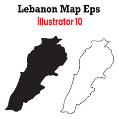 lebanon map vector eps illustrator 10 editable silhouette and outline versions for cartography geography and design projects