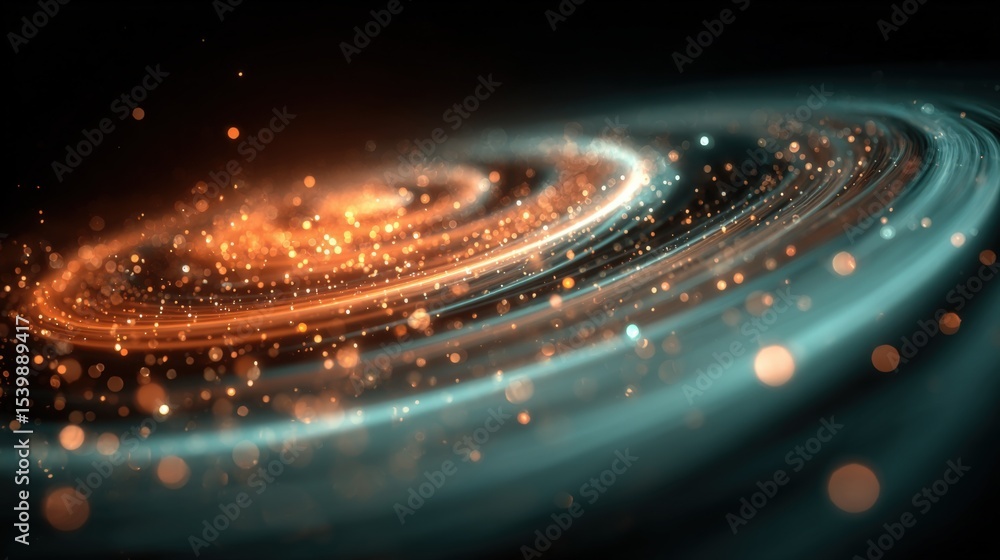 Poster Stunning cosmic galaxy swirl with glowing particles and dynamic light effects