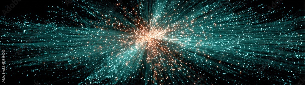 Poster Dynamic abstract explosion with sparkling particles and vibrant light effects in motion