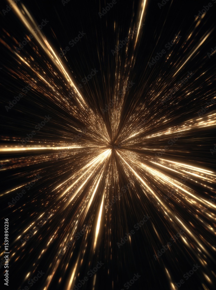 Aufkleber bright golden light burst explosion with dynamic radial pattern and sparks