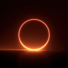 Obraz premium Stunning fiery orange glowing solar eclipse over dark ocean at night