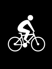 Obraz premium Cyclist riding bicycle in minimalist style on black background