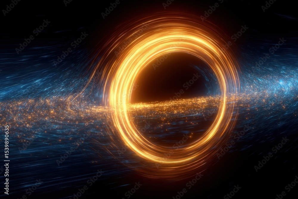 Poster abstract glowing with light trails swirling in dark cosmic space background