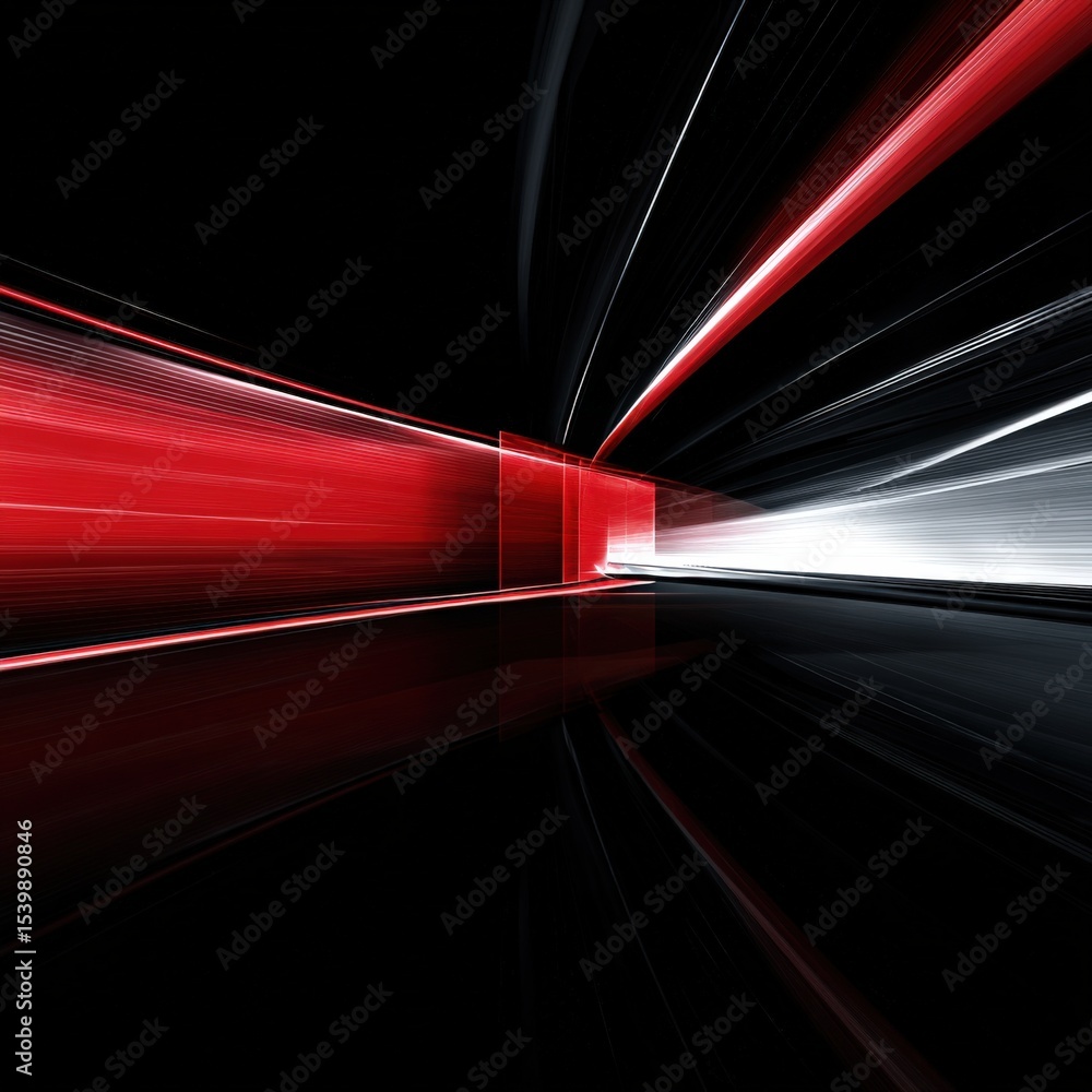 Poster abstract light trail motion blur with red white and black dynamic background