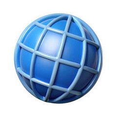 3d render of a blue globe icon isolated on transparent background