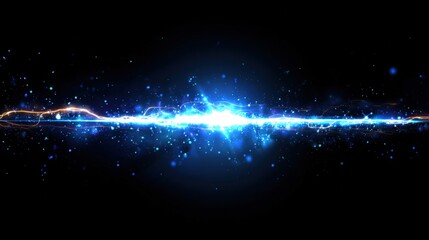 Obraz premium Stunning cosmic explosion with vibrant blue light and sparkling particles in deep space