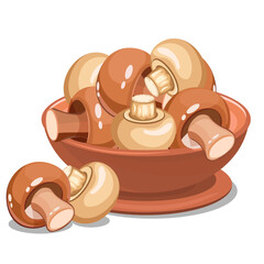 champignons in a brown plate without background
