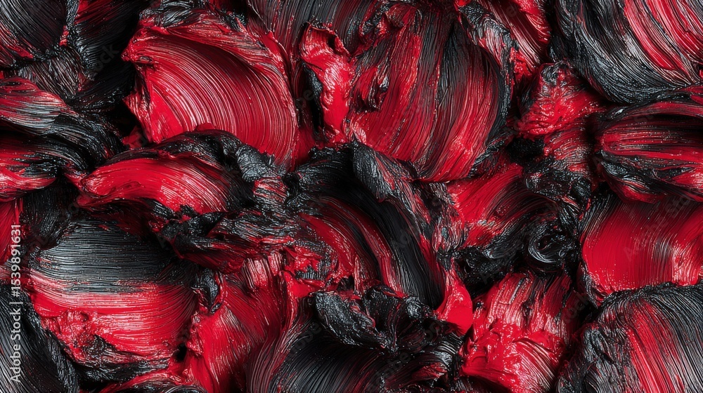 Poster abstract textured black and red paint strokes with thick visual effects and vivid colors
