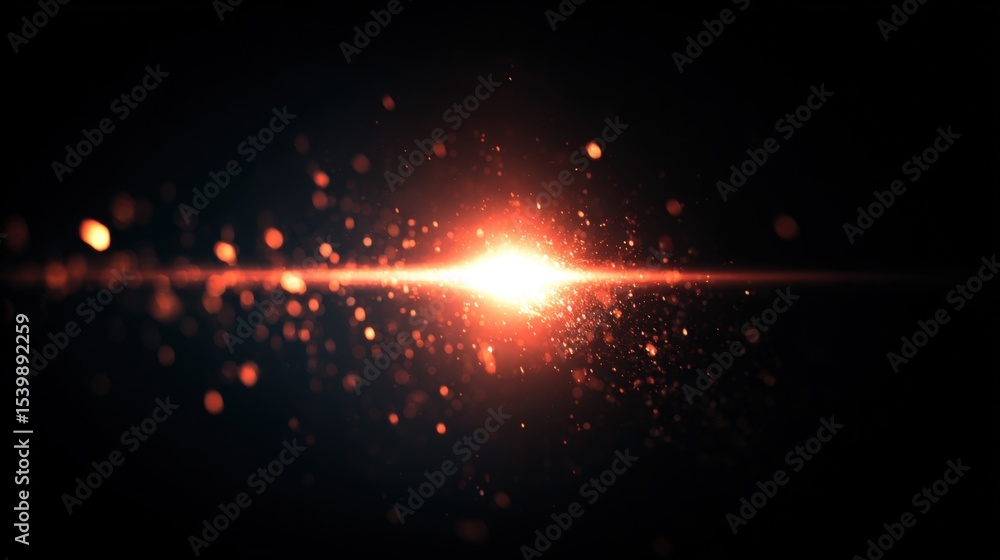 Poster Bright explosion with sparkling particles and glowing light effect in space scene