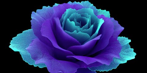 Obraz premium Vibrant electric blue and purple rose with detailed petals and realistic texture