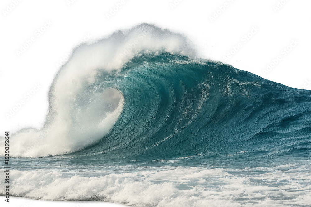 Poster powerful ocean wave curling and breaking with transparent background, perfect for compositing and vi