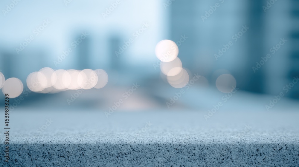 Poster close up of smooth concrete surface with blurred modern urban building background