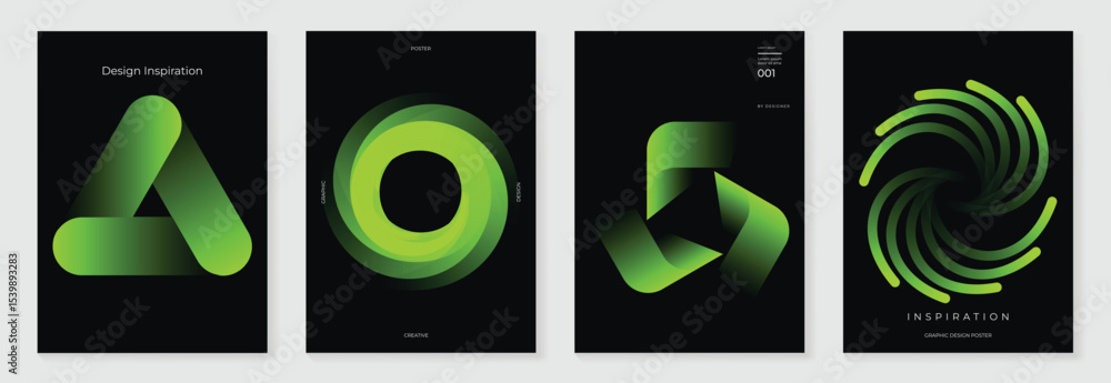 Aufkleber modern gradient poster background vector set. cover template with vibrant perspective geometric pris